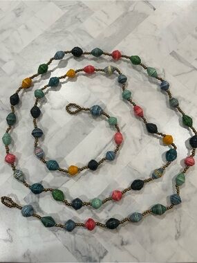 Multicolor Paper Bead Necklace – Women Jewelry or Garland